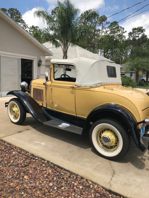 1930 Yellow Ford Model A Convertible