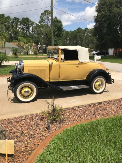 1930 Yellow Ford Model A Convertible