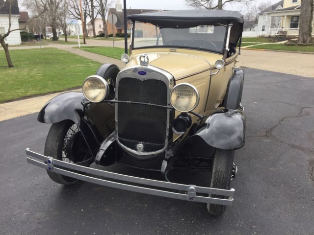 1930 Yellow Ford Model A Convertible