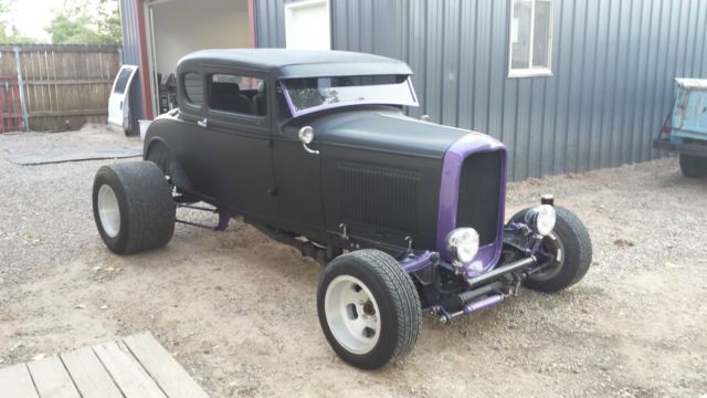1931 hotrod black and purple trim Ford Model A Coupe