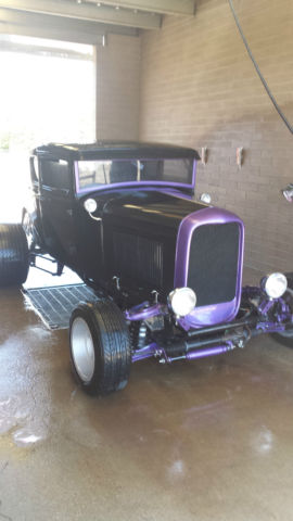 1931 hotrod black and purple trim Ford Model A Coupe