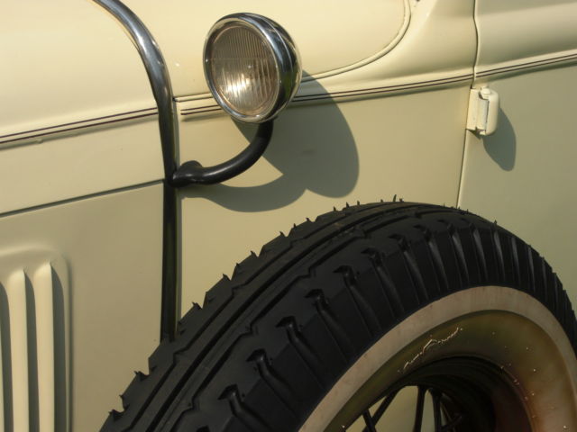1931 dark brown fenders, tan body Ford Model A widebed pickup