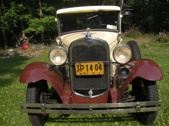 1931 dark brown fenders, tan body Ford Model A widebed pickup