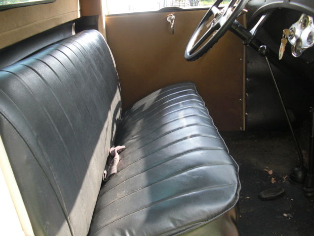 1931 dark brown fenders, tan body Ford Model A widebed pickup