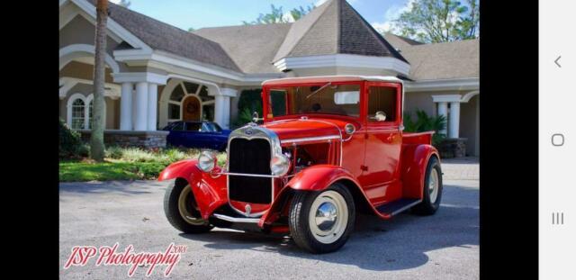 1931 Red Ford Model A Extended Crew Cab Pickup