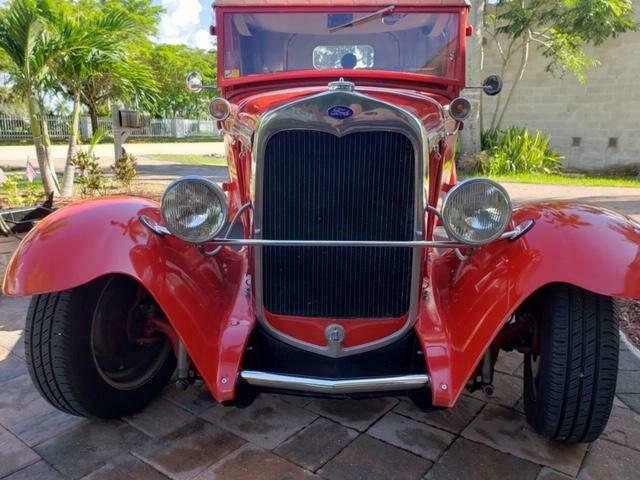 1931 Red Ford Model A Extended Crew Cab Pickup