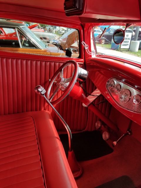 1932 Red Ford 3-Window Model B 3 window coupe