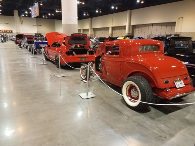 1932 Red Ford 3-Window Model B 3 window coupe