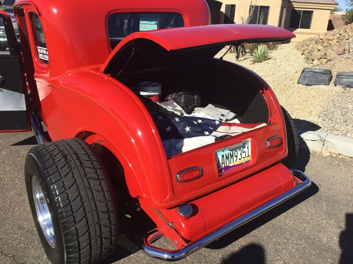 1932 Red Ford 5 window coupe sprint car style