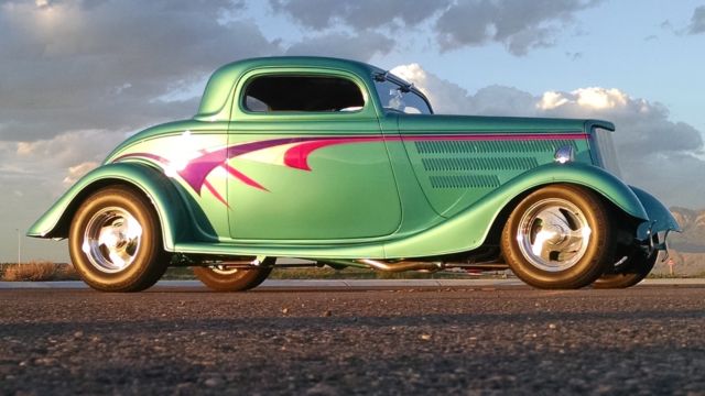 1934 Teal Ford 3 Window Coupe