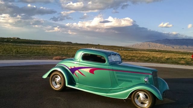 1934 Teal Ford 3 Window Coupe