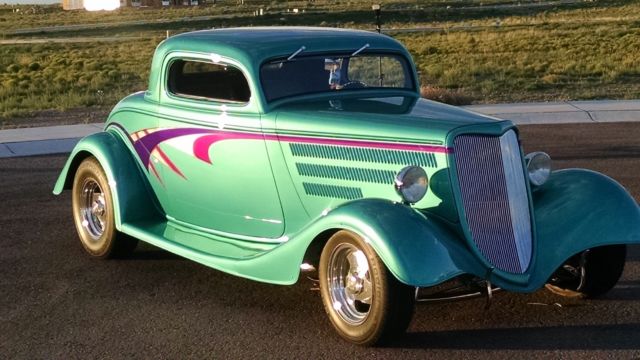 1934 Teal Ford 3 Window Coupe