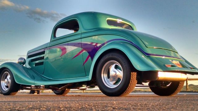 1934 Teal Ford 3 Window Coupe