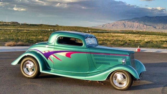 1934 Teal Ford 3 Window Coupe