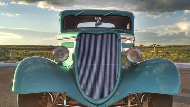 1934 Teal Ford 3 Window Coupe