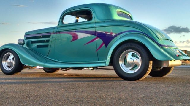 1934 Teal Ford 3 Window Coupe