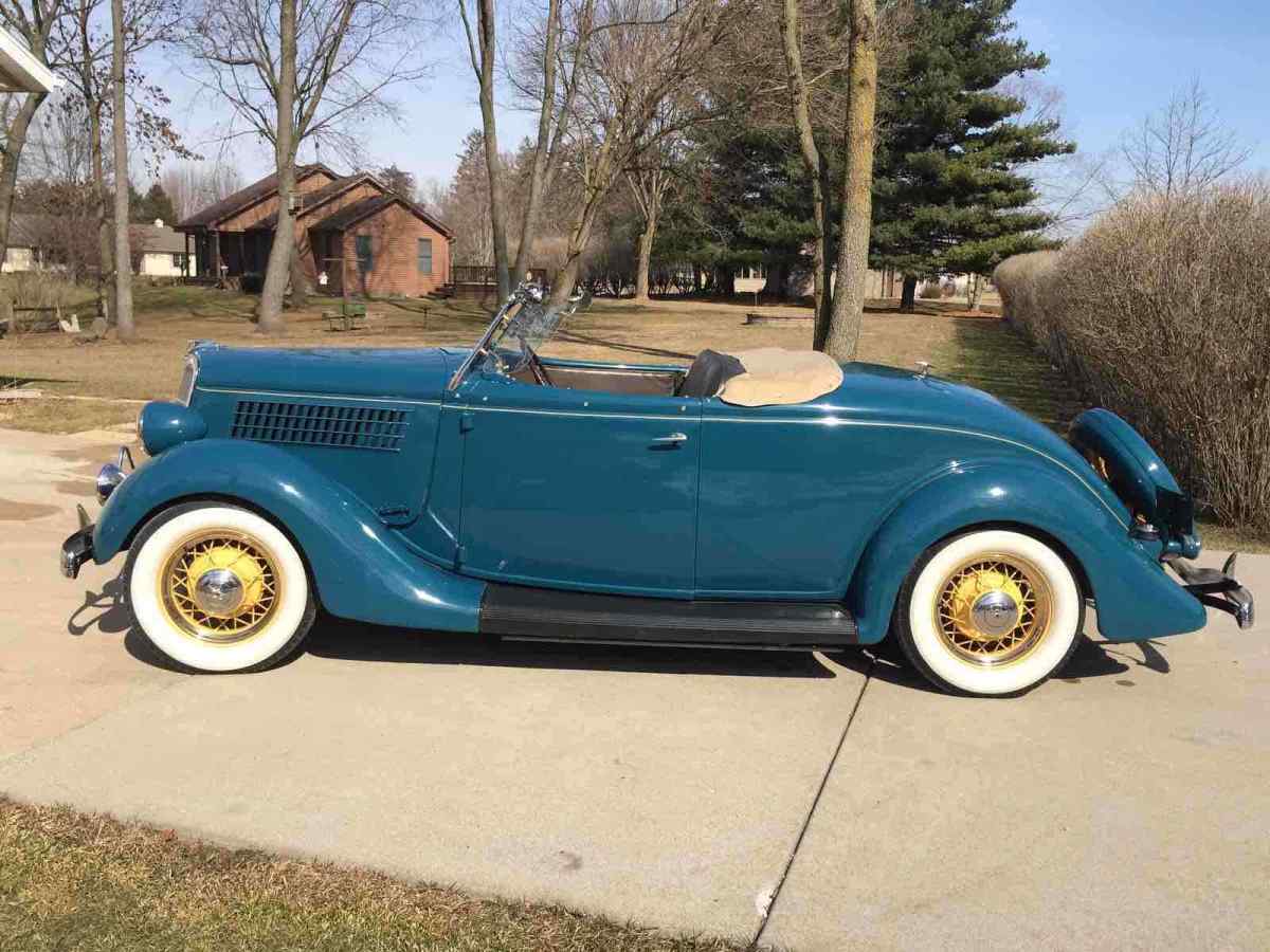 1935 Blue Ford Roadster Convertible
