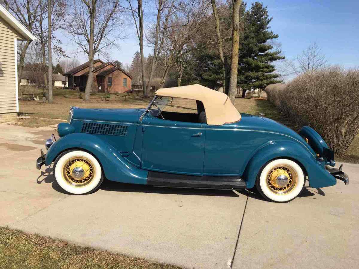 1935 Blue Ford Roadster Convertible