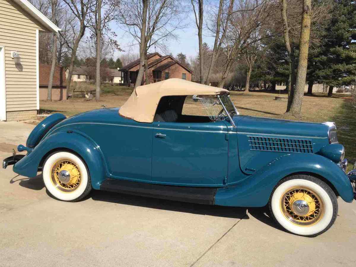 1935 Blue Ford Roadster Convertible