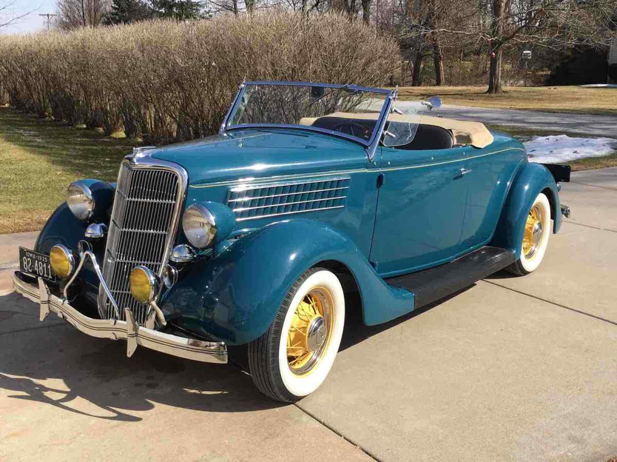 1935 Blue Ford Roadster Convertible