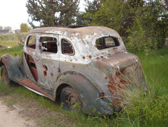 1936 rust & blue Ford 4 DOOR SEDAN HOLY HUMPBACK SEDAN