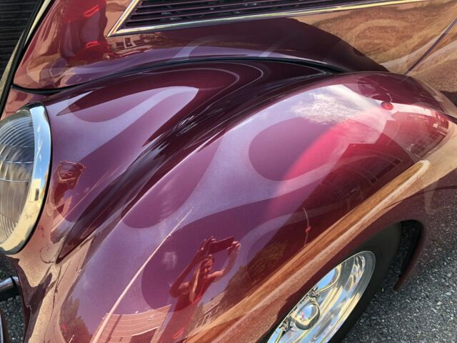 1937 Wine Metallic w/ Platinum Ghost Flames Ford 3 Window Coupe Hotrod Coupe