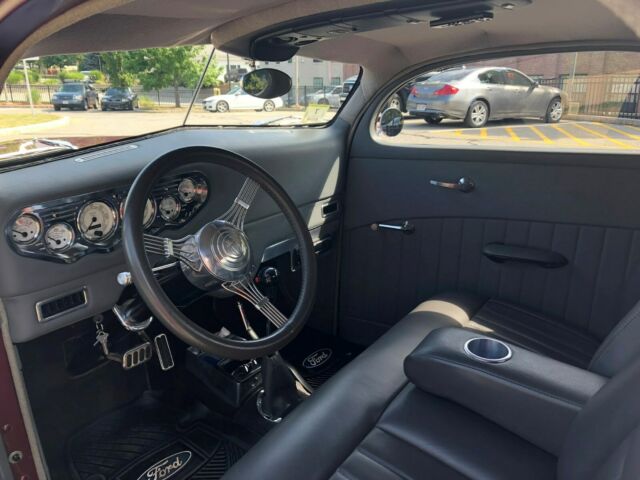 1937 Wine Metallic w/ Platinum Ghost Flames Ford 3 Window Coupe Hotrod Coupe