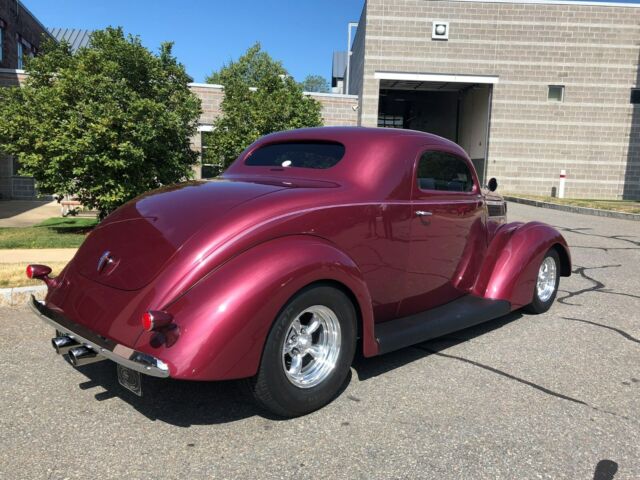 1937 Wine Metallic w/ Platinum Ghost Flames Ford 3 Window Coupe Hotrod Coupe