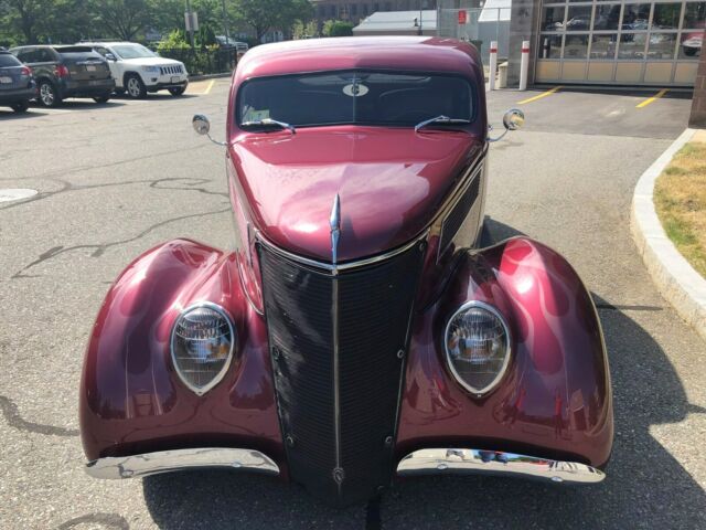 1937 Wine Metallic w/ Platinum Ghost Flames Ford 3 Window Coupe Hotrod Coupe