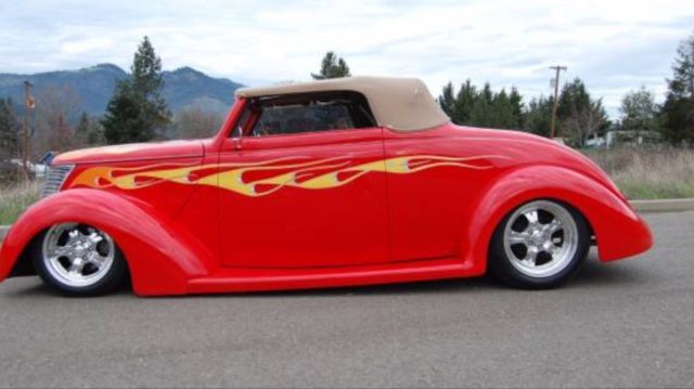 1937 Red Ford Roadster Convertible