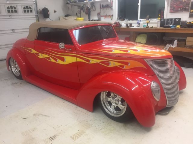 1937 Red Ford Roadster Convertible