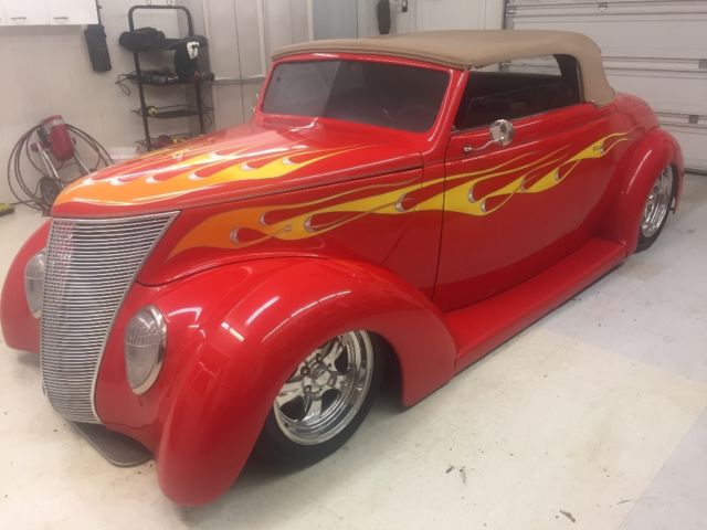 1937 Red Ford Roadster Convertible