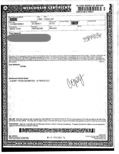 1940 Brown Cadillac Other Sedan