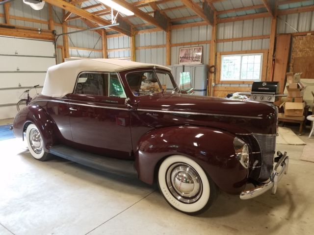 1940 Ford maroon Ford Deluxe Convertible