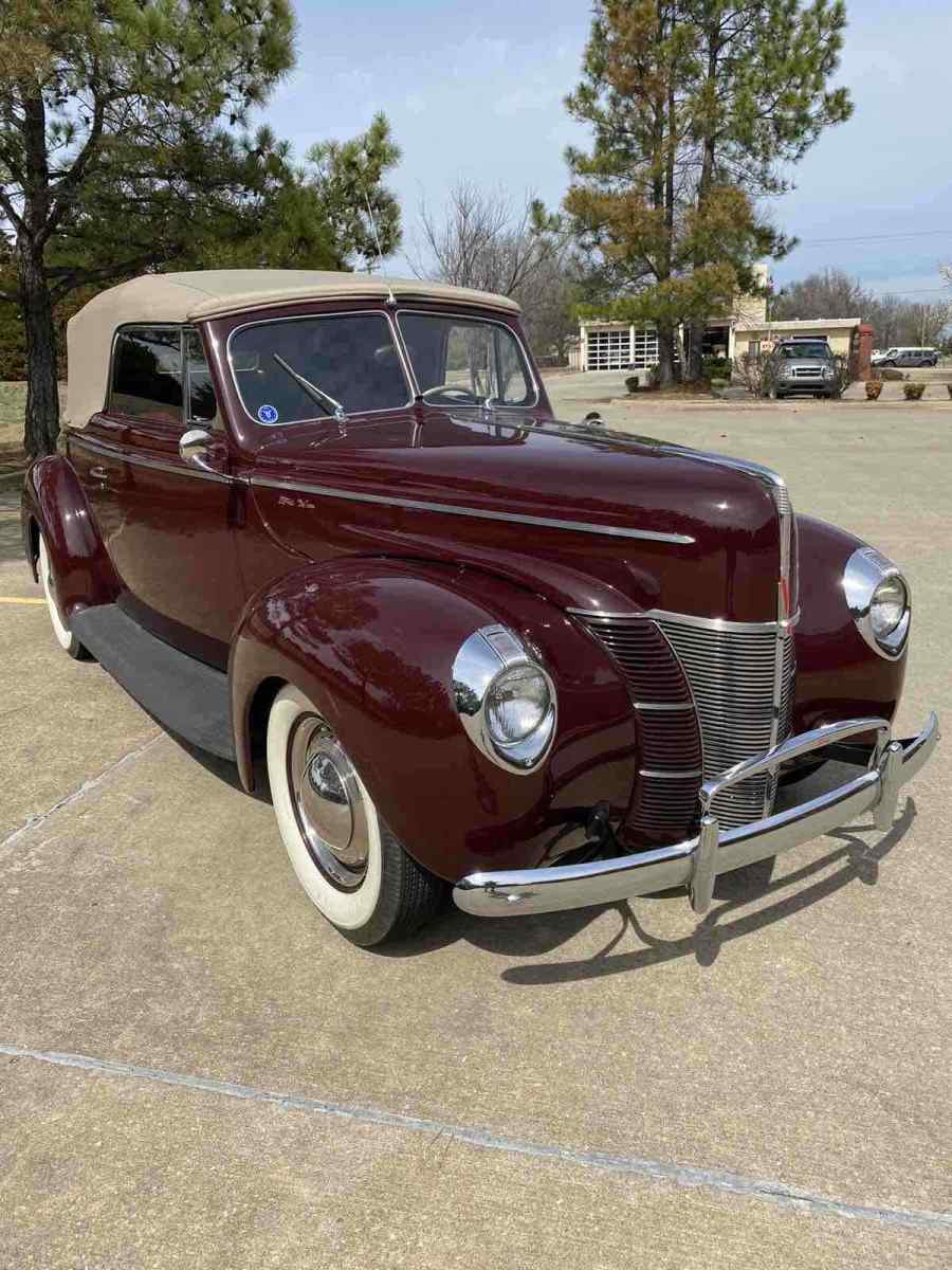1940 Red Ford Deluxe Convertible