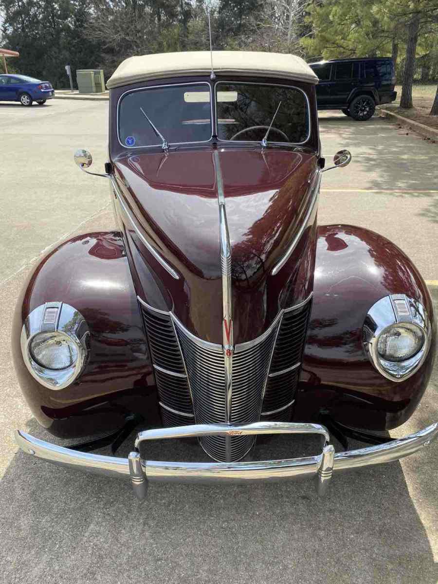 1940 Red Ford Deluxe Convertible