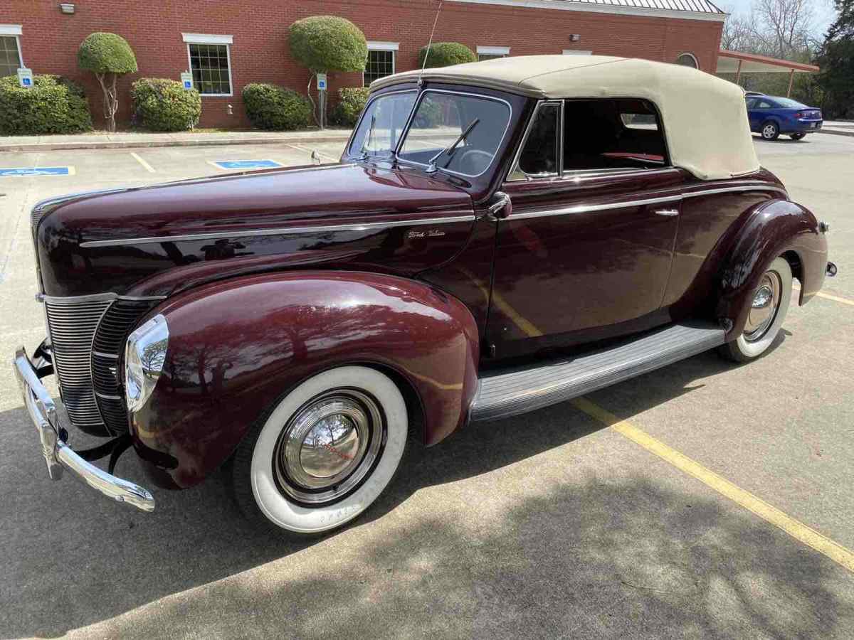 1940 Red Ford Deluxe Convertible