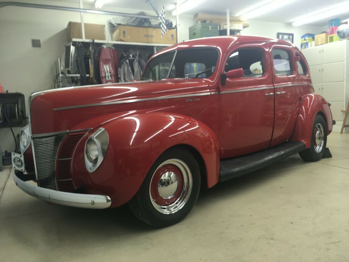 1940 Red Ford Deluxe Sedan