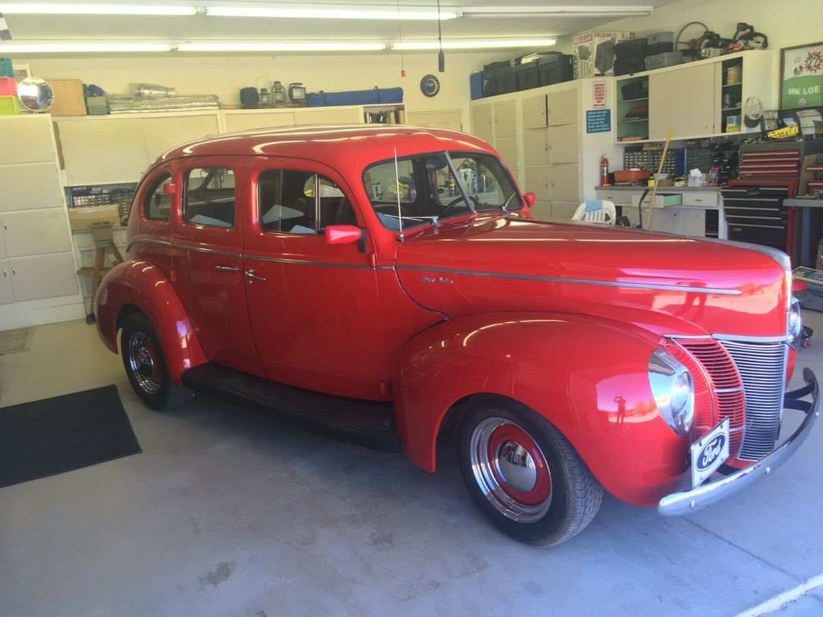 1940 Red Ford Deluxe Sedan