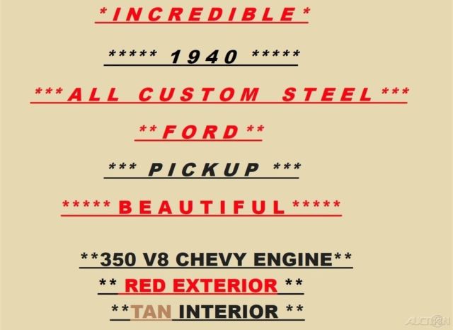 1940 Red Ford Other Pickups Pickup Truck