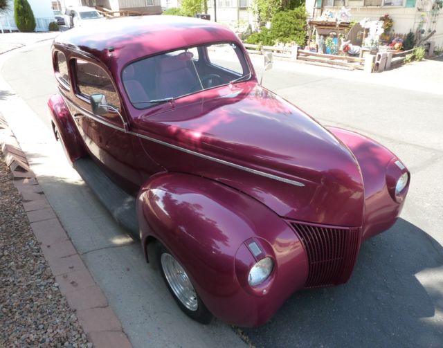 1940 Raspberry Ford Custom Street Rod Deluxe Sedan