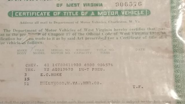 1941 Green Chevrolet Standard Cab Pickup