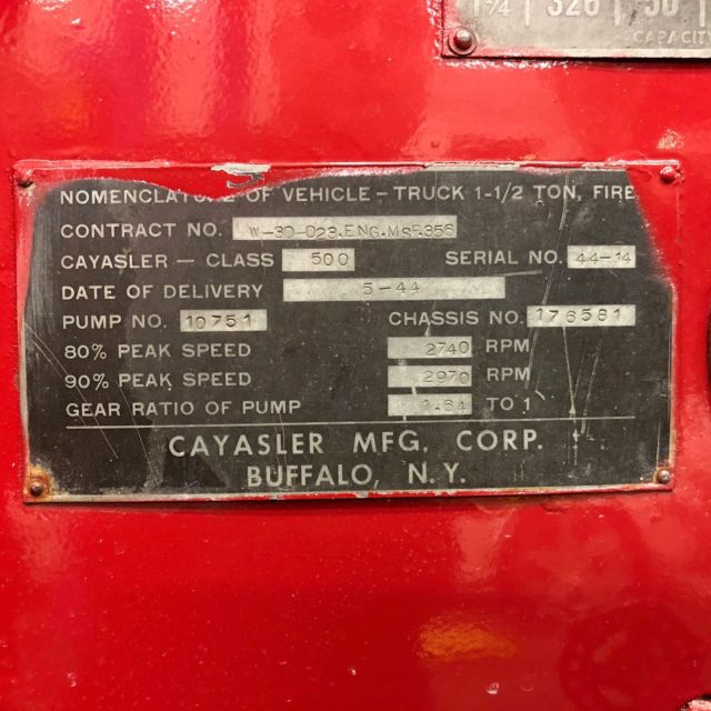 1944 Red Ford Cayasler Fire Truck Cab & Chassis