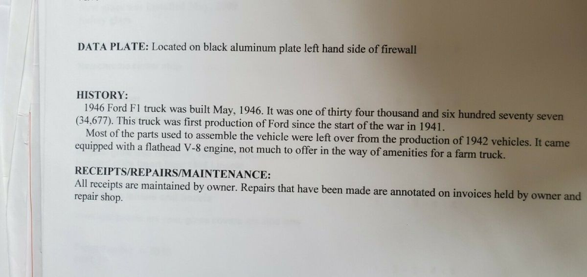 1946 Red Ford F-100 Standard Cab Pickup