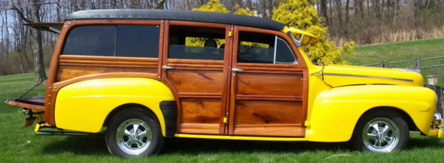1946 yellow Ford Woodie Wagon