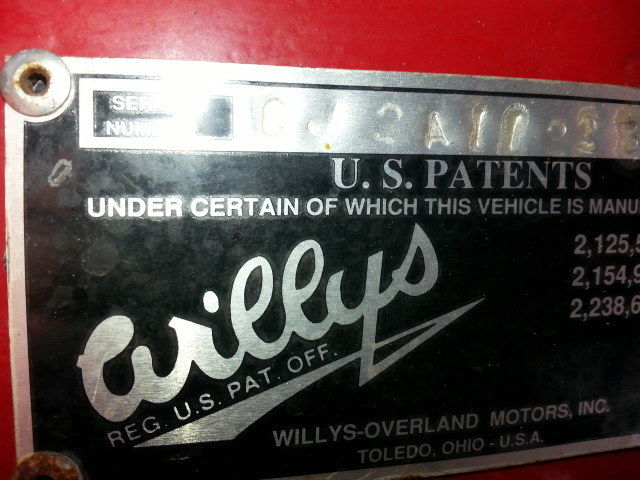 1946 Red Willys CJ2A Convertible