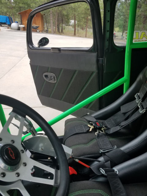 1947 Black / w-'real fire' flames Ford Anglia Coupe