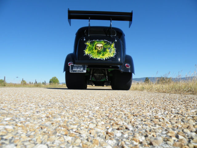 1947 Black / w-'real fire' flames Ford Anglia Coupe