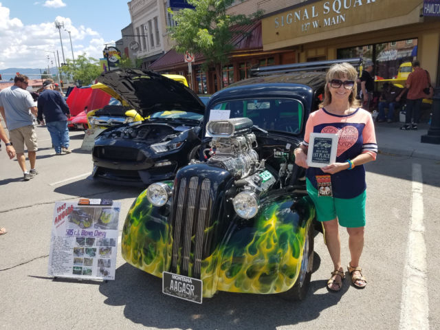 1947 Black / w-'real fire' flames Ford Anglia Coupe