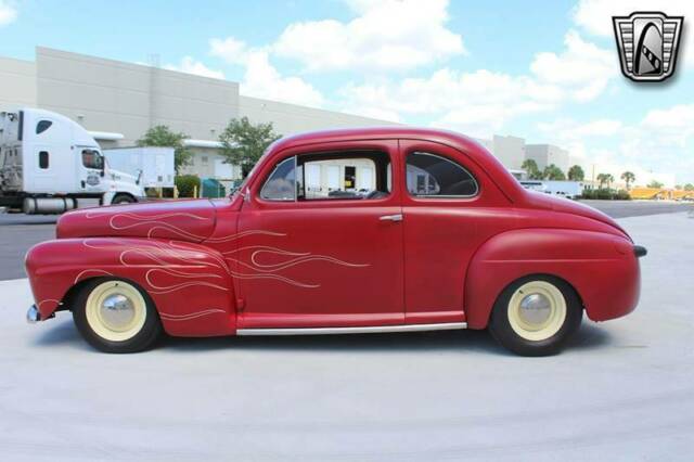 1947 Red Ford Super Deluxe Coupe